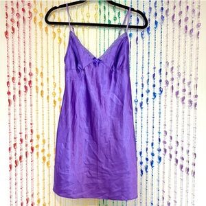 Y2K Purple Lace Bow Slip Dress Vintage Babydoll Lingerie Dress